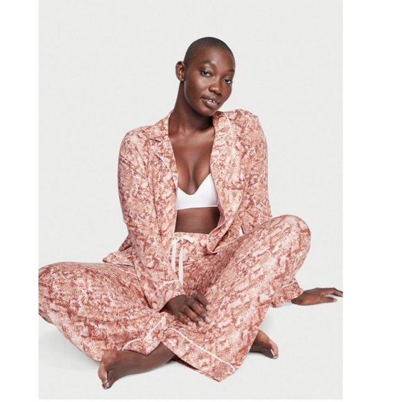 Victoria's Secret Brown Snakeskin Long Sleeves Modal Long Pajama Set - Size: XL - Picture 6 of 8